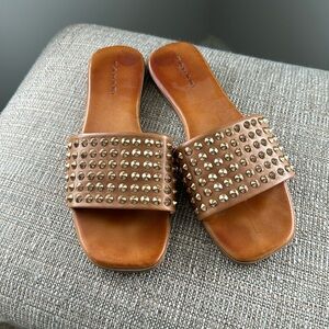 Gold Studded Slide-on Tahari Sandals (7)
